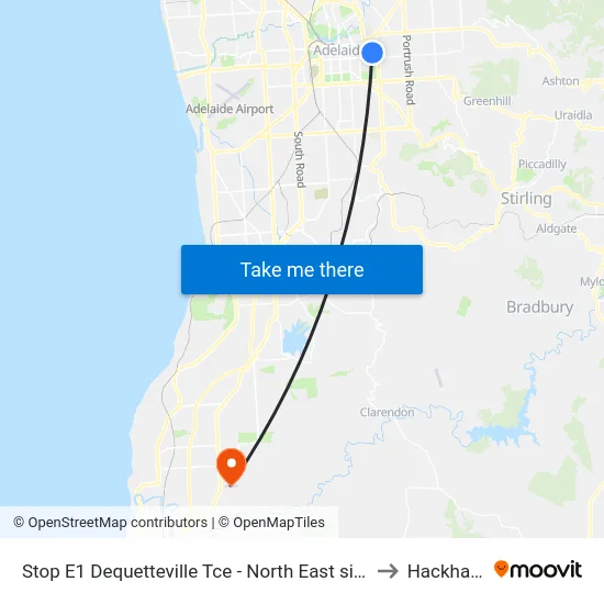 Stop E1 Dequetteville Tce - North East side to Hackham map