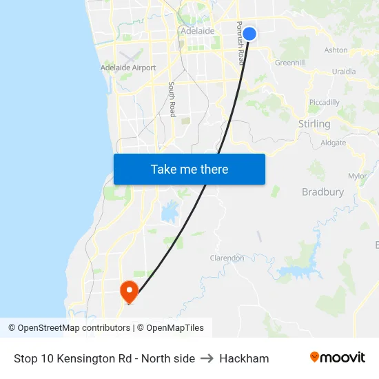 Stop 10 Kensington Rd - North side to Hackham map