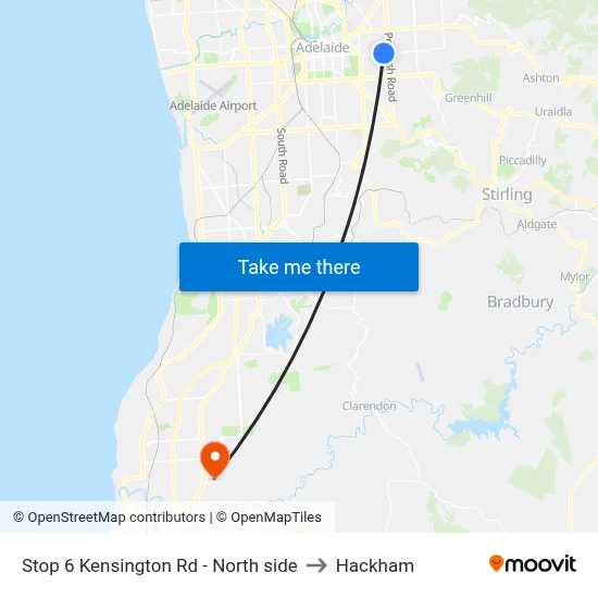 Stop 6 Kensington Rd - North side to Hackham map