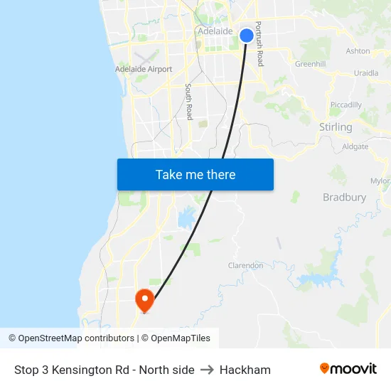 Stop 3 Kensington Rd - North side to Hackham map