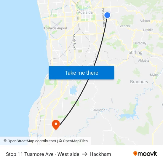 Stop 11 Tusmore Ave - West side to Hackham map