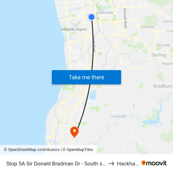 Stop 5A Sir Donald Bradman Dr - South side to Hackham map