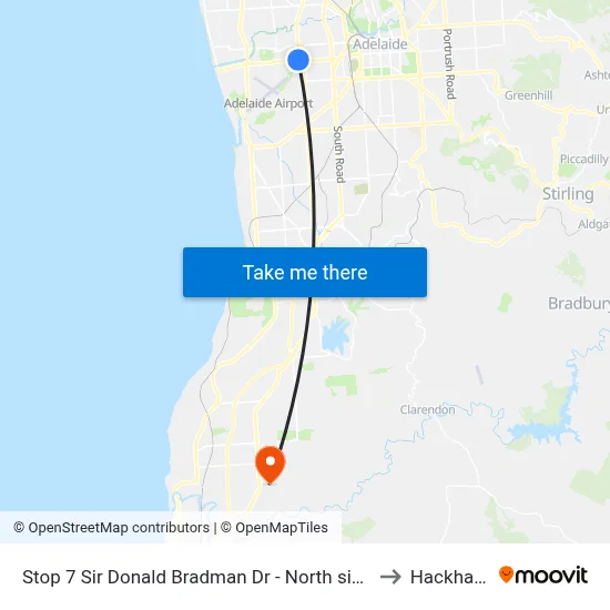 Stop 7 Sir Donald Bradman Dr - North side to Hackham map