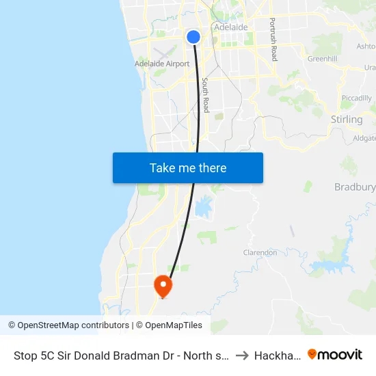Stop 5C Sir Donald Bradman Dr - North side to Hackham map