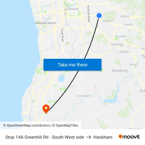 Stop 14A Greenhill Rd - South West side to Hackham map