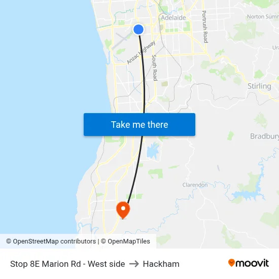 Stop 8E Marion Rd - West side to Hackham map
