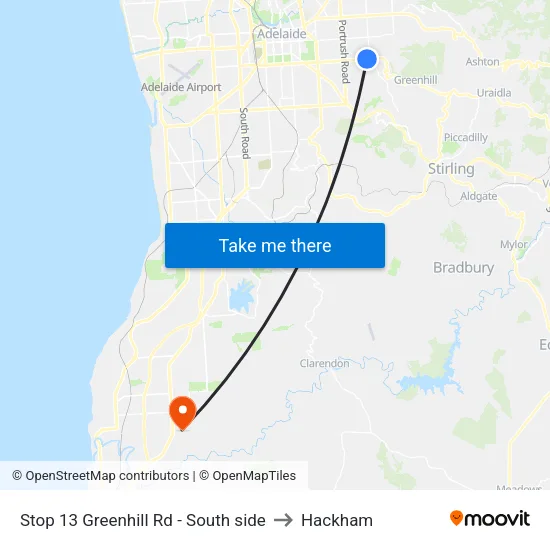 Stop 13 Greenhill Rd - South side to Hackham map