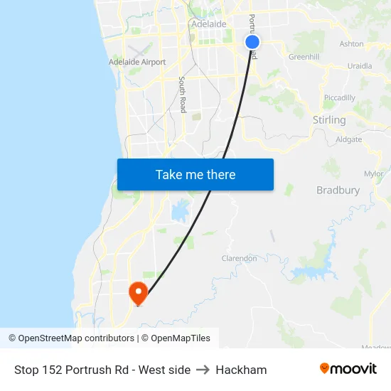 Stop 152 Portrush Rd - West side to Hackham map