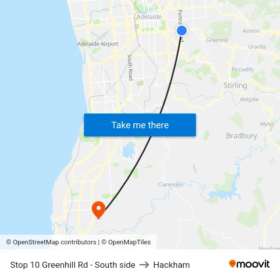 Stop 10 Greenhill Rd - South side to Hackham map