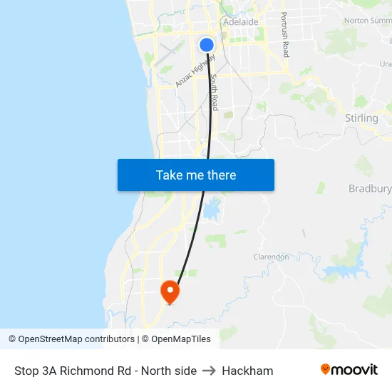 Stop 3A Richmond Rd - North side to Hackham map