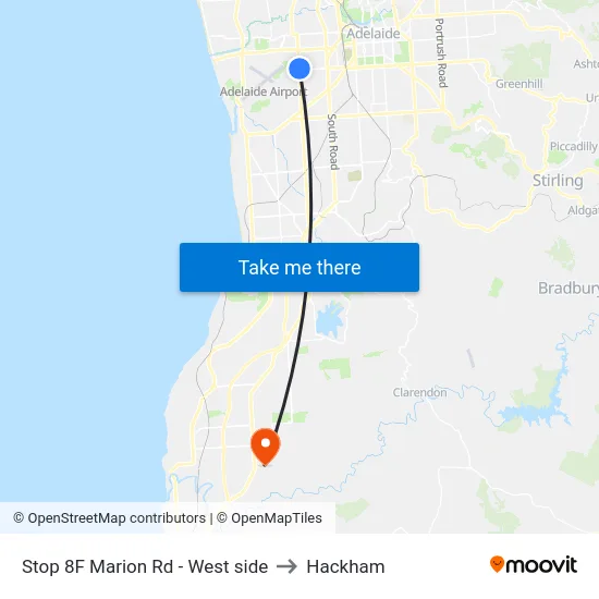 Stop 8F Marion Rd - West side to Hackham map