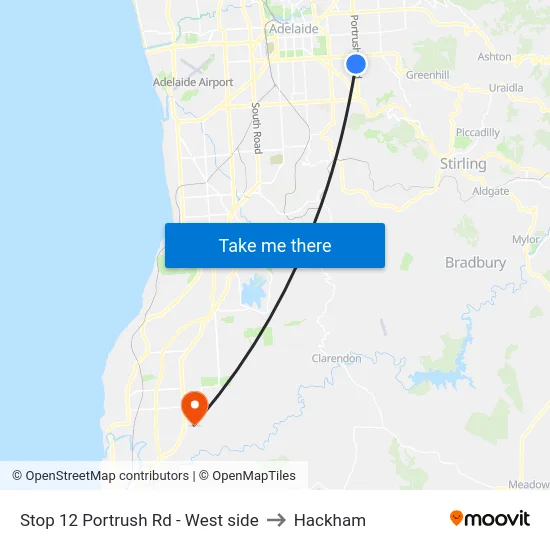 Stop 12 Portrush Rd - West side to Hackham map