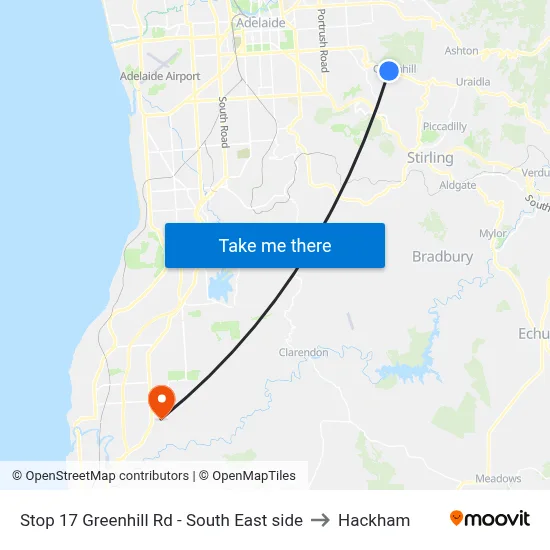 Stop 17 Greenhill Rd - South East side to Hackham map