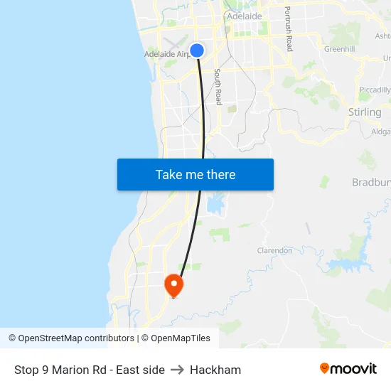 Stop 9 Marion Rd - East side to Hackham map