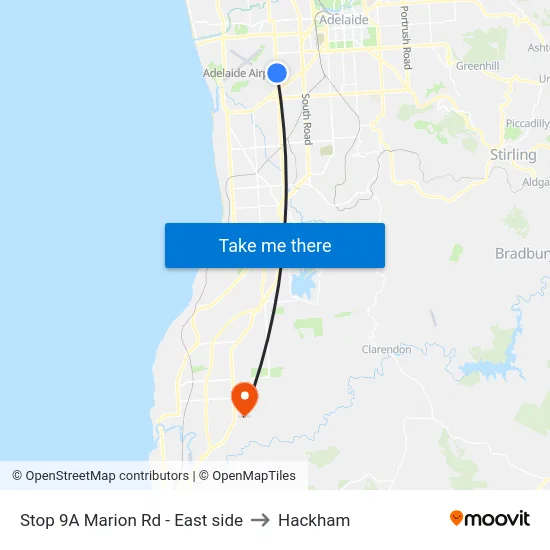 Stop 9A Marion Rd - East side to Hackham map