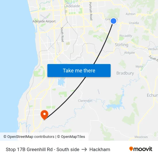 Stop 17B Greenhill Rd - South side to Hackham map