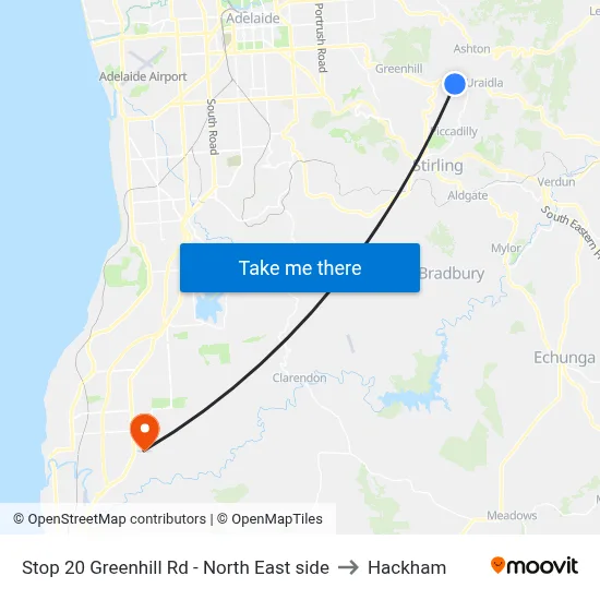 Stop 20 Greenhill Rd - North East side to Hackham map