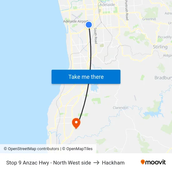 Stop 9 Anzac Hwy - North West side to Hackham map