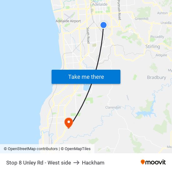 Stop 8 Unley Rd - West side to Hackham map