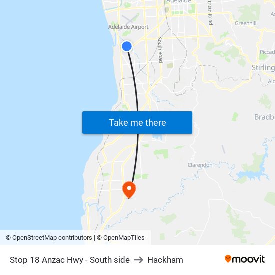 Stop 18 Anzac Hwy - South side to Hackham map