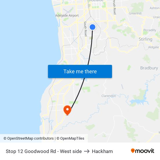 Stop 12 Goodwood Rd - West side to Hackham map