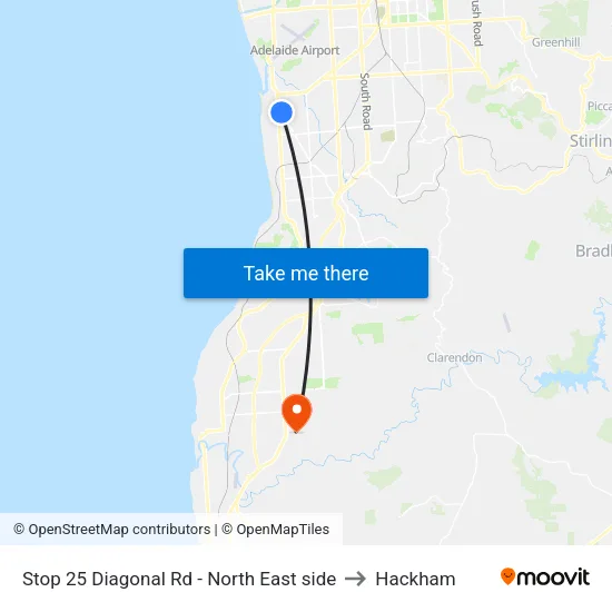 Stop 25 Diagonal Rd - North East side to Hackham map
