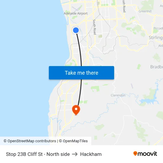 Stop 23B Cliff St - North side to Hackham map