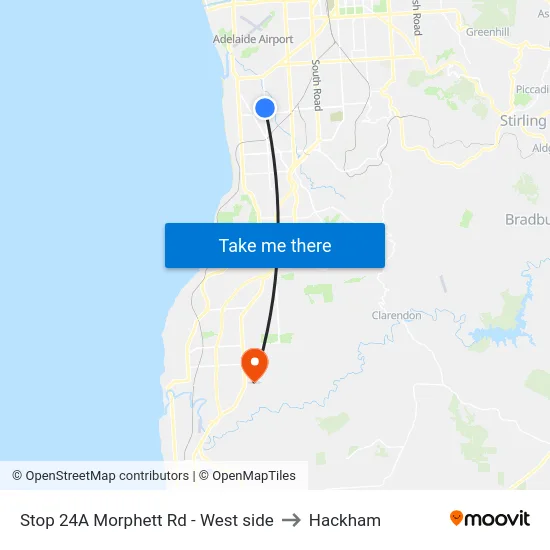 Stop 24A Morphett Rd - West side to Hackham map