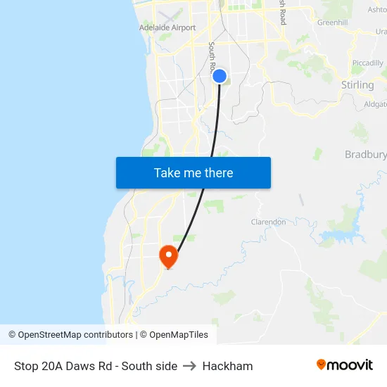 Stop 20A Daws Rd - South side to Hackham map