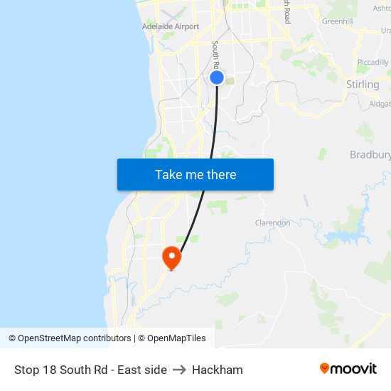 Stop 18 South Rd - East side to Hackham map