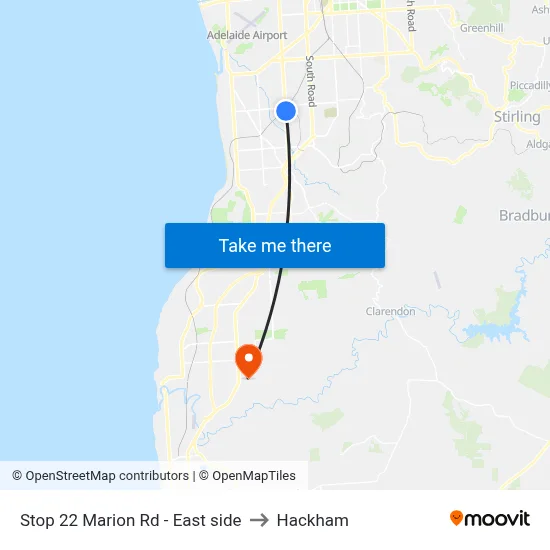 Stop 22 Marion Rd - East side to Hackham map