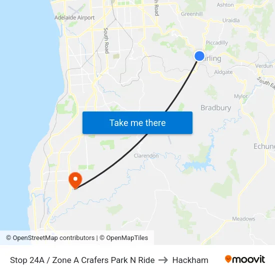 Stop 24A / Zone A Crafers Park N Ride to Hackham map