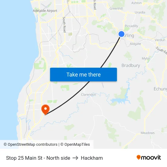 Stop 25 Main St - North side to Hackham map