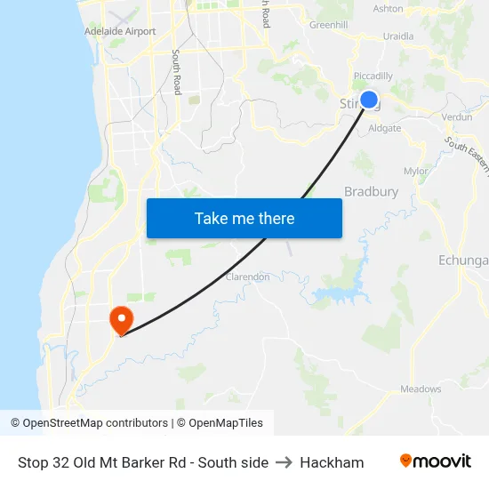 Stop 32 Old Mt Barker Rd - South side to Hackham map