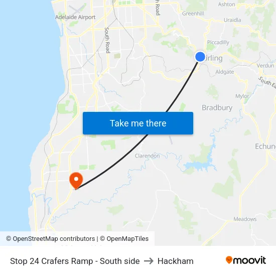 Stop 24 Crafers Ramp - South side to Hackham map