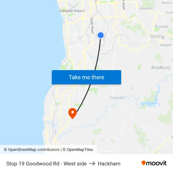 Stop 19 Goodwood Rd - West side to Hackham map