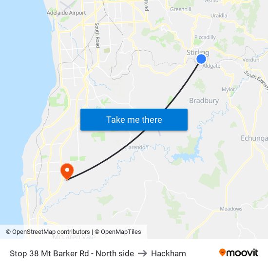 Stop 38 Mt Barker Rd - North side to Hackham map