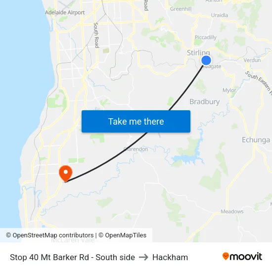 Stop 40 Mt Barker Rd - South side to Hackham map