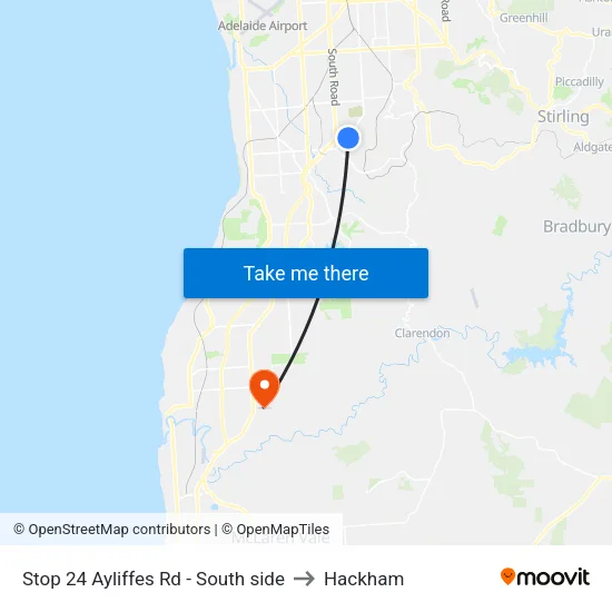 Stop 24 Ayliffes Rd - South side to Hackham map