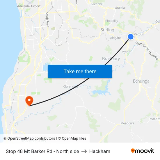 Stop 48 Mt Barker Rd - North side to Hackham map