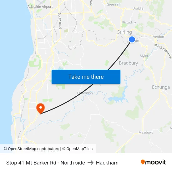 Stop 41 Mt Barker Rd - North side to Hackham map