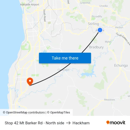 Stop 42 Mt Barker Rd - North side to Hackham map