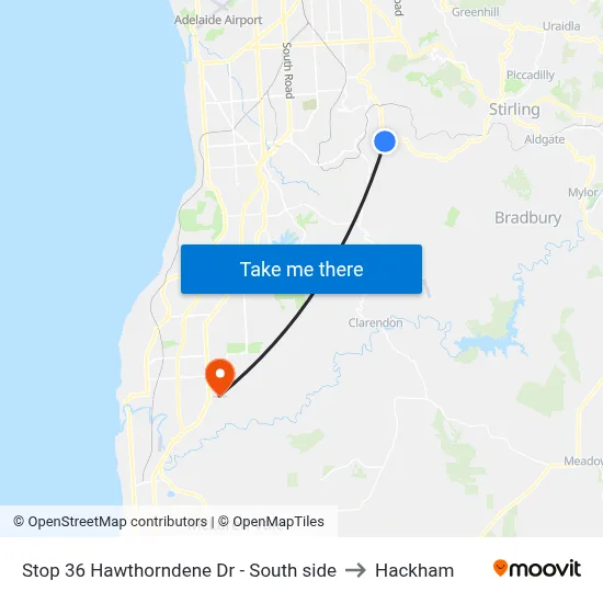 Stop 36 Hawthorndene Dr - South side to Hackham map