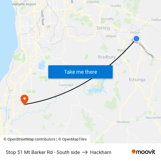 Stop 51 Mt Barker Rd - South side to Hackham map