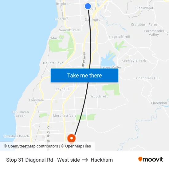 Stop 31 Diagonal Rd - West side to Hackham map