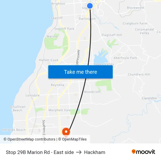 Stop 29B Marion Rd - East side to Hackham map