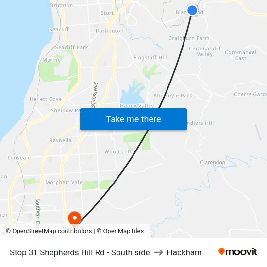 Stop 31 Shepherds Hill Rd - South side to Hackham map