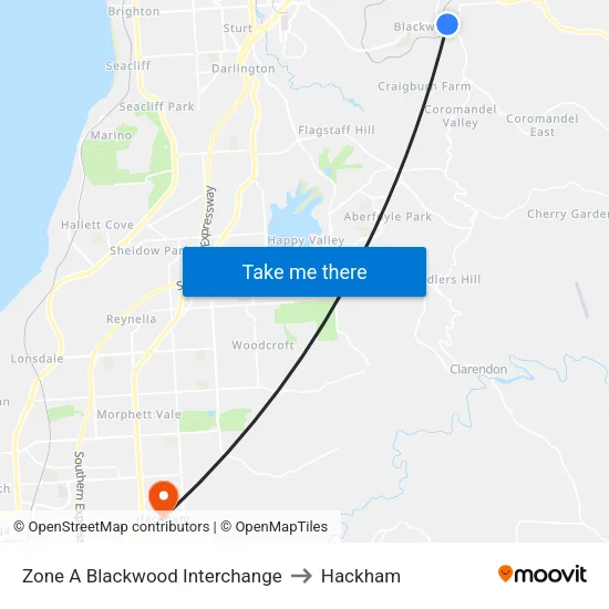 Zone A Blackwood Interchange to Hackham map
