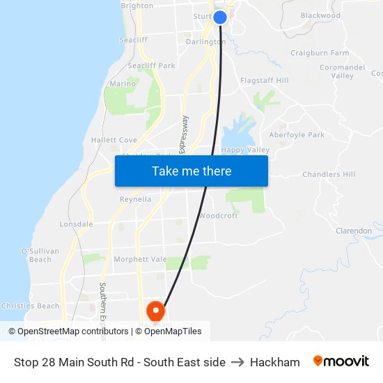 Stop 28 Main South Rd - South East side to Hackham map