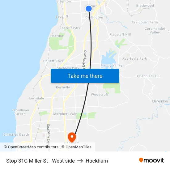 Stop 31C Miller St - West side to Hackham map